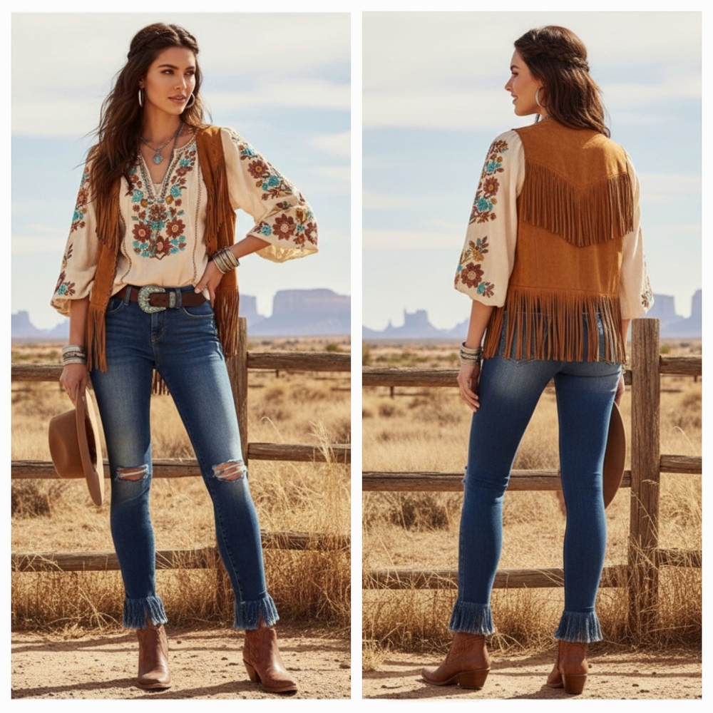 NWOT Frame Denim 30 Boho Western Rodeo Mid Rise Le Flare Kick Flare Fray Jeans